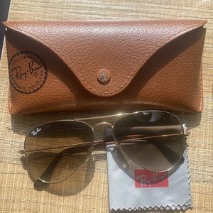Rayban Aviators Brown Havana with Gold size Small